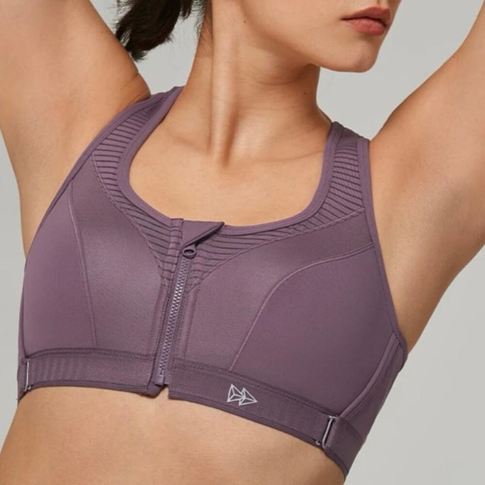 Yvette Size L D-F Cups Power Adjustable Running Sports Bra Purple